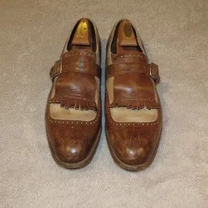 Church\'s Shanghai Brown Cream Leather Two Tone Spectator Kiltie Monk Loafers 10 Brown & White Spectator Fringe Kiltie Loafers Vintage charm  main image 3